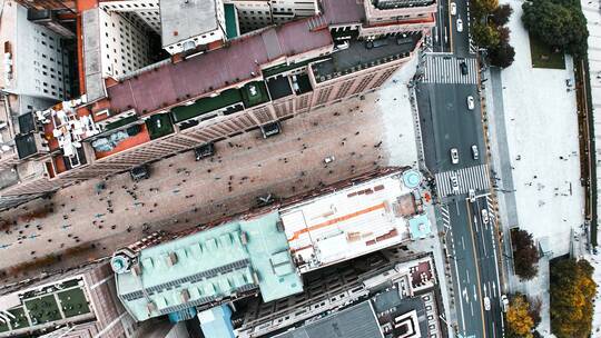 俯拍上海南京东路步行街视频素材模板下载