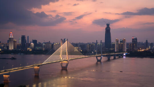 延时摄影航拍武汉长江江景夕阳晚霞落日天空视频素材模板下载