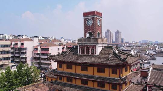 宁波市区著名历史文化景点鼓楼航拍