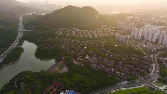 4K航拍深圳龙华莱蒙水榭山别墅区