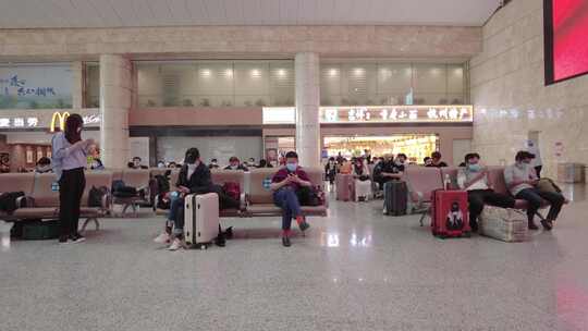 杭州萧山国际机场等候大厅座椅视频素材模板下载
