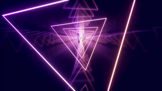 三角形霓虹光线隧道循环动画3D渲染