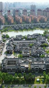 航拍湖南常德柳叶湖旅游度假区大唐司马古镇