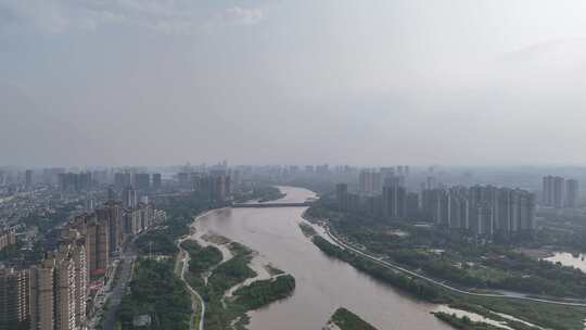 四川德阳大景绵远河风光航拍