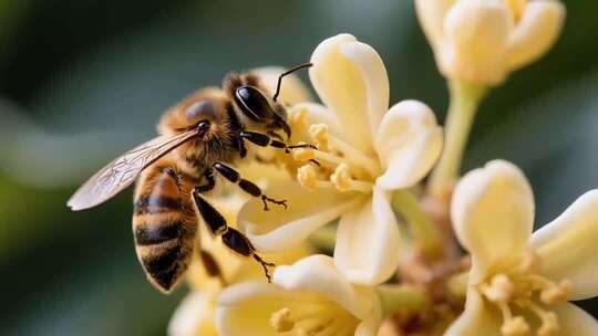 蜜蜂采蜜特写