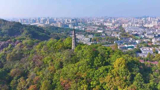 浙江杭州西湖景区宝石山保俶塔航拍旅游风景