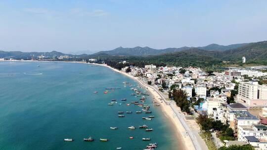 自然大气大海沙滩延时摄影景观深圳海边航拍