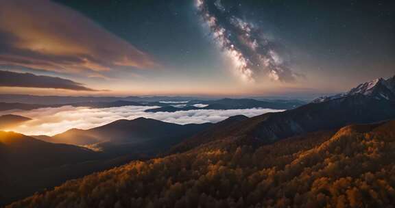 山间云海星空美景