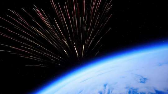 太空视角流星划过地球