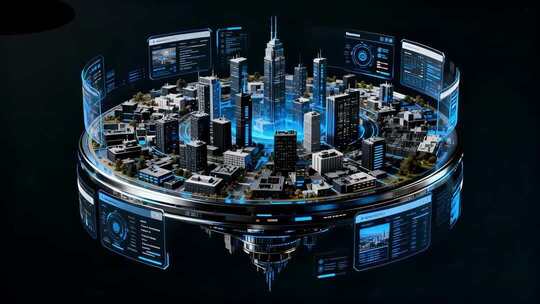 科技城市沙盘模型hud科技界面