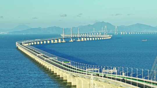 4K港珠澳大桥蜿蜒海上巨龙航拍