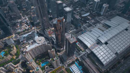 飞跃平安大厦顶端深圳第一高楼周边建筑群视频素材模板下载