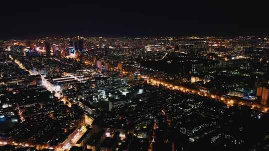 鸟瞰现代城市居民区夜景