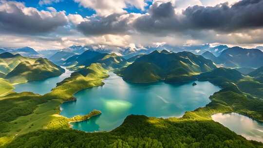 青山绿水自然风光全景