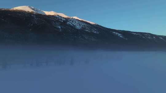 新疆北疆阿勒泰喀纳斯冬季雪景童话世界航拍