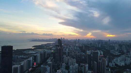 深圳福田车公庙日落航拍