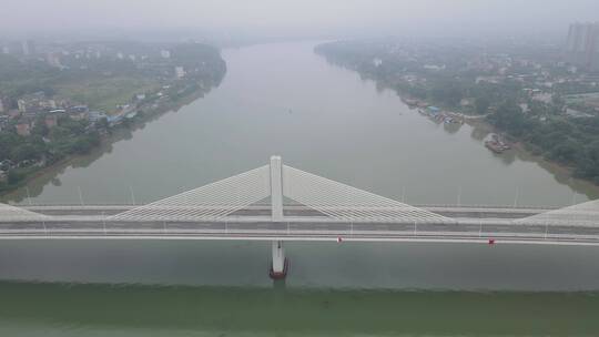 航拍湖南衡阳湘江大桥视频素材模板下载