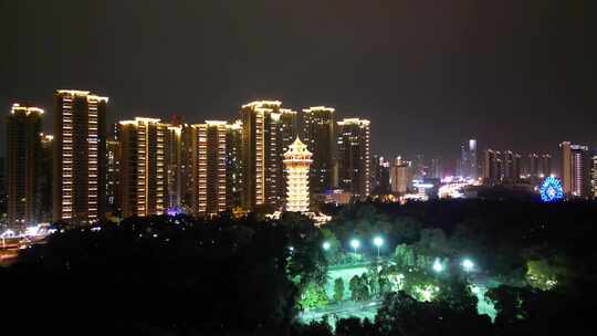 航拍成都夜景成都大景