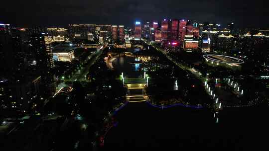 广东佛山千灯湖区城市航拍