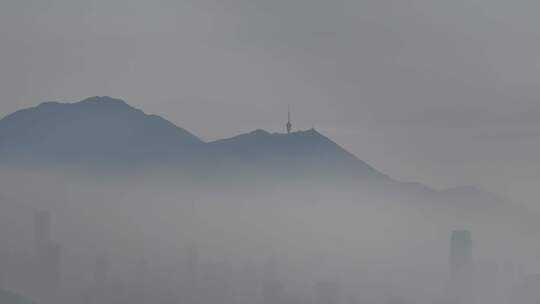 深圳福田梅林村清晨航拍