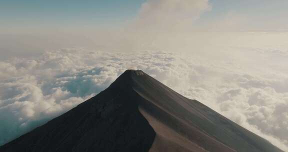 火山，危地马拉，峰，烟