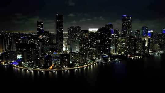 美国佛罗里达州迈阿密夜景。旅游地标城市。