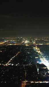 苏州城市夜景交通竖屏航拍