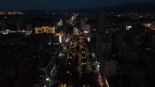 航拍江西赣州城市交通夜景灯光