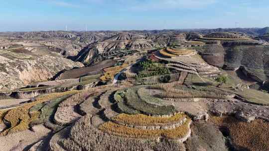 陕北黄土高原地貌视频素材模板下载