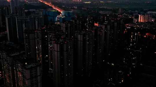 航拍成都龙泉夜景