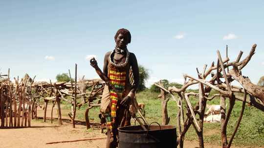 女人，部落，桶，烹饪