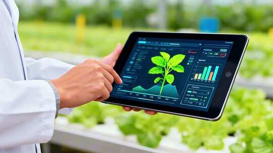 农业大棚 科研人员研究 农业科研