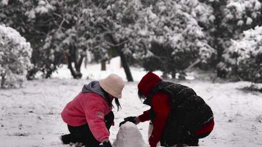 冬天公园 烟火气雪景飘雪氛围感