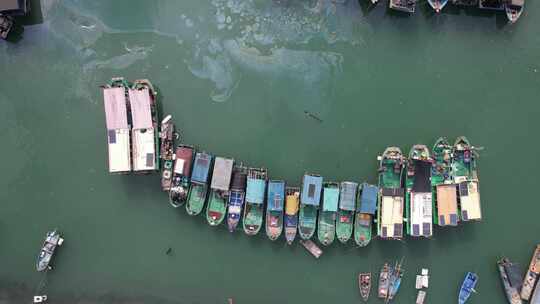 海边渔船广西北海海边风光航拍