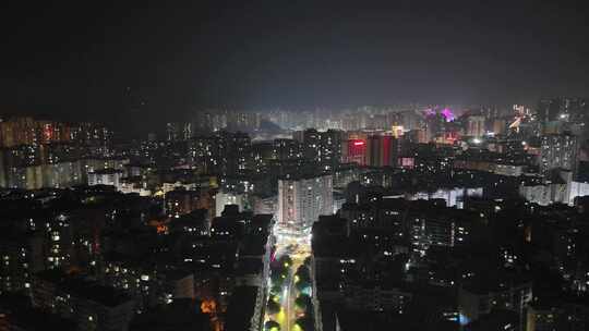 四川达州城市大景夜景灯光航拍