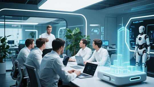 科技公司团队会议场景