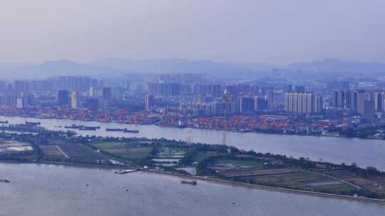 广州黄埔鱼珠港口码头视频素材模板下载
