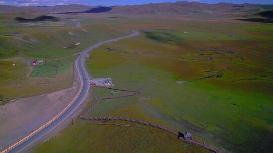 甘南草原湿地公路唯美自然风光航拍全景