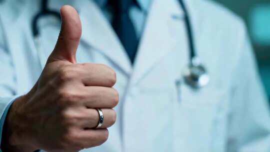 医生竖大拇指示意鼓励