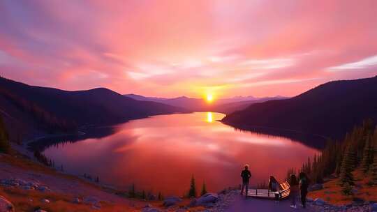 长白山天池夕阳彩霞4K