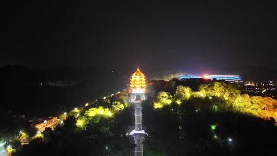 四川德阳钟鼓楼夜景航拍