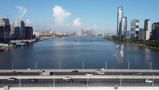 广州市区繁华城市风光航拍视频素材模板下载