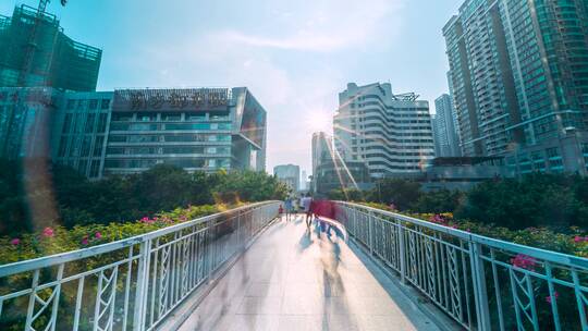 广州_南方日报_人行天桥人流延时4K