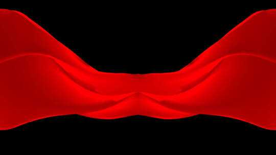 大红绸展开飘动【透明背景】