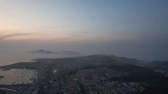 中国最美海岛长岛晚霞夕阳航拍