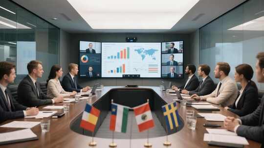 商务人士会议室进行视频会议