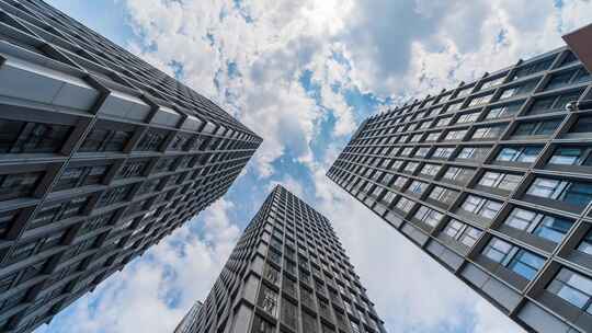 南京河西高端商务写字楼蓝天白云延时合集