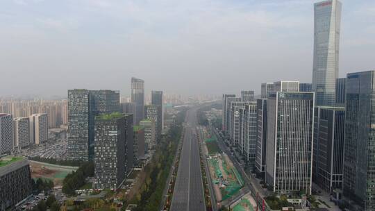 城市航拍山东济南经十路交通大道