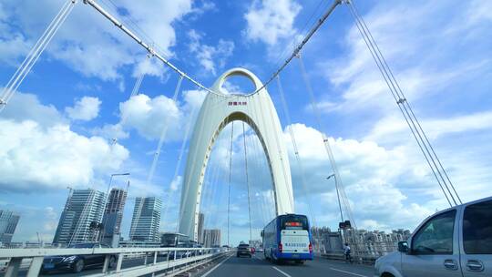 广州猎德大桥，新光大桥，城市高速公路4k视频素材模板下载