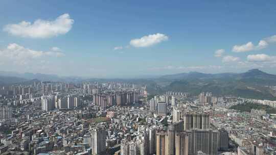 贵州凯里城市大景蓝天白云航拍视频素材模板下载
